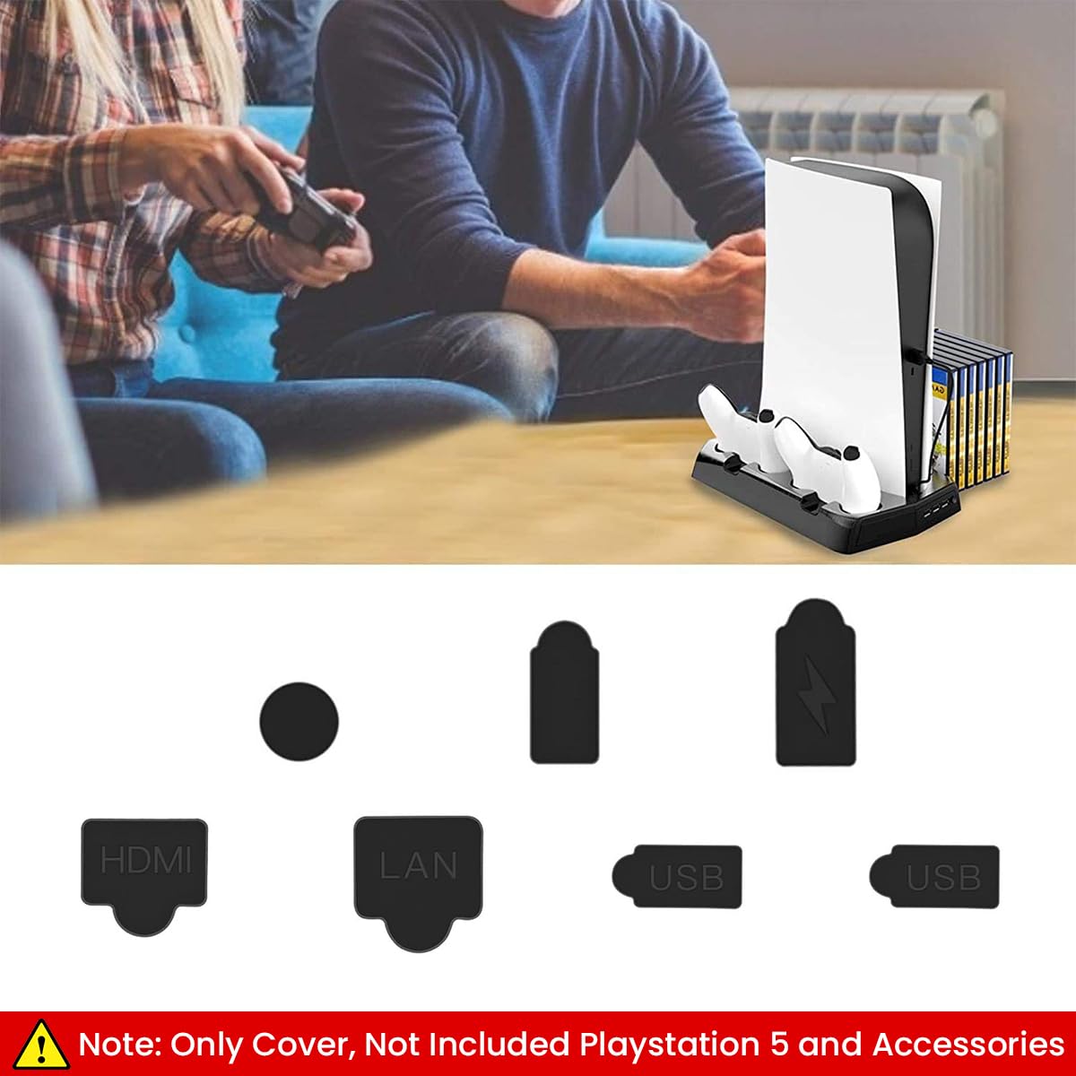 Verilux® Dust Plug for PS5, 9Pcs Dust Plug Kit for PS5/PS5 Slim Console, PS5 Silicone Dust Plugs Protector Antidust Cover Dustproof Plug for Playstation 5 Disk/Digital Console