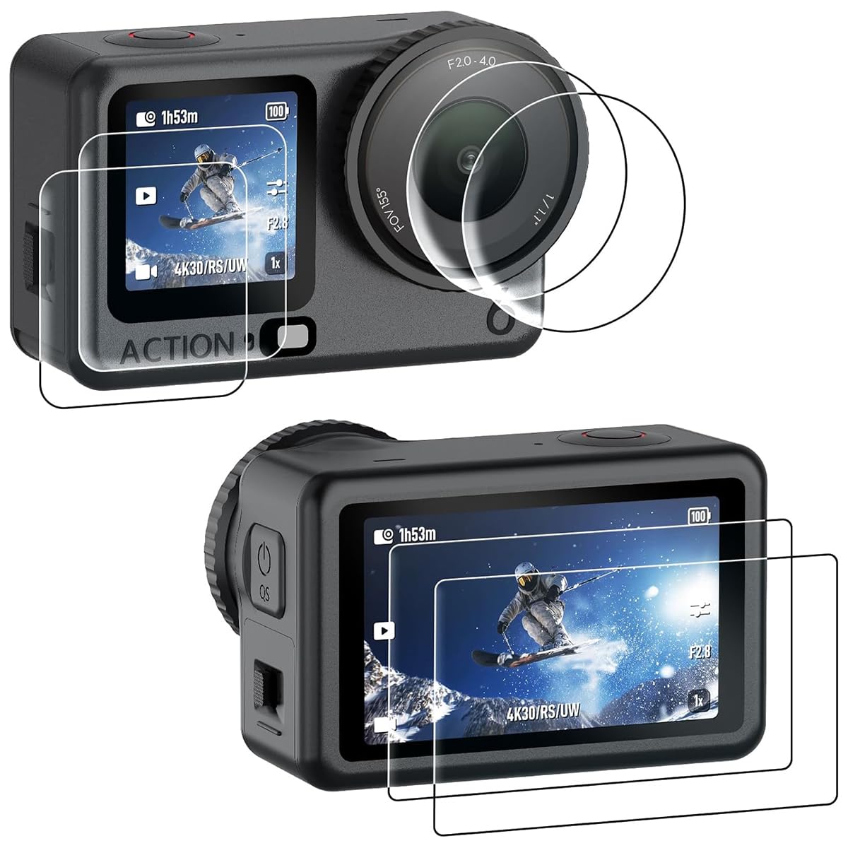 ZORBES® Compatible with DJI Osmo Action 6(6 Pack), 4Pcs Action Camera Screen Protector & 2PCS Lens Protector, HD Tempered Glass Camera Screen and Lens Protection Film, Scratch-Resistant & Bubble-Free