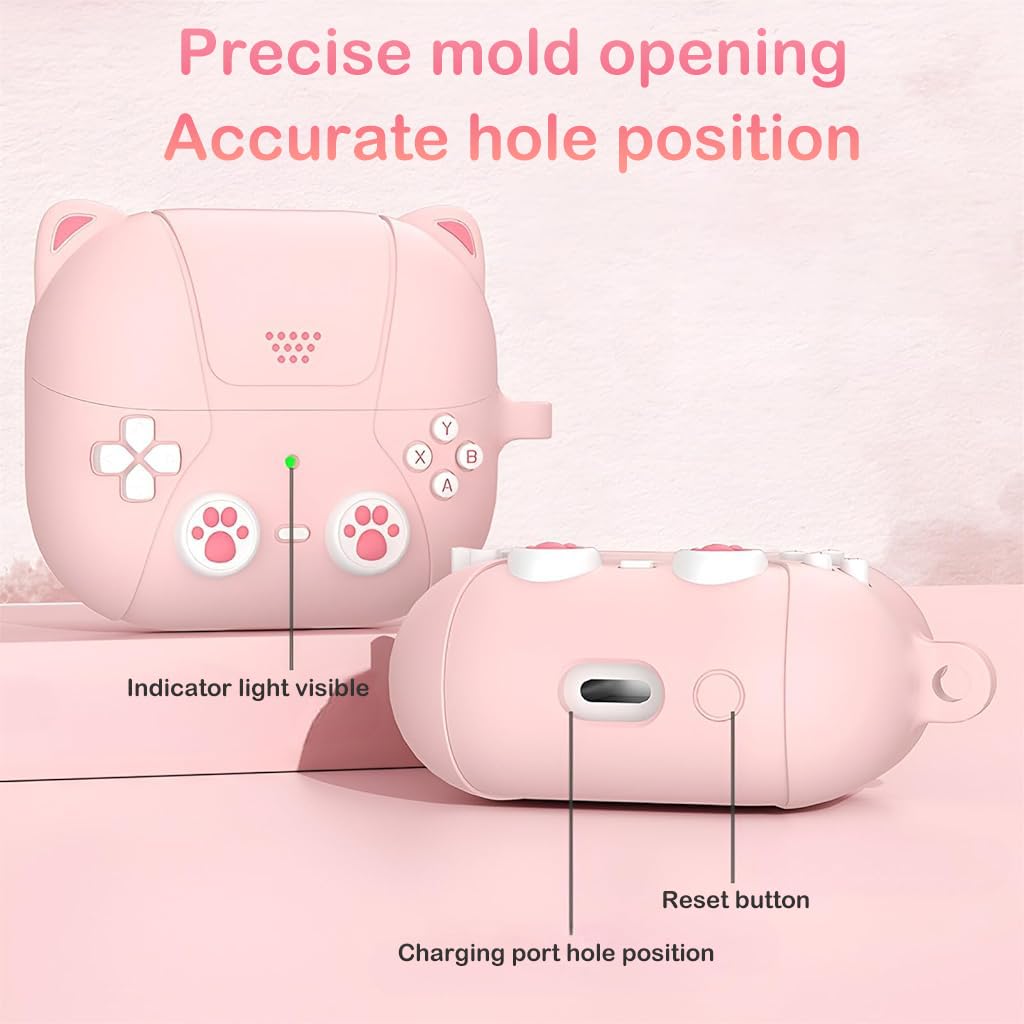 ZORBES® Earbuds Case Cover for Samsung Galaxy Buds 3 Protective Silicone Skin Cover with Carabiner Fashion Retro Gaming Machine Earbuds Case Cover for Samsung Galaxy Buds 3/3 Pro, Pink