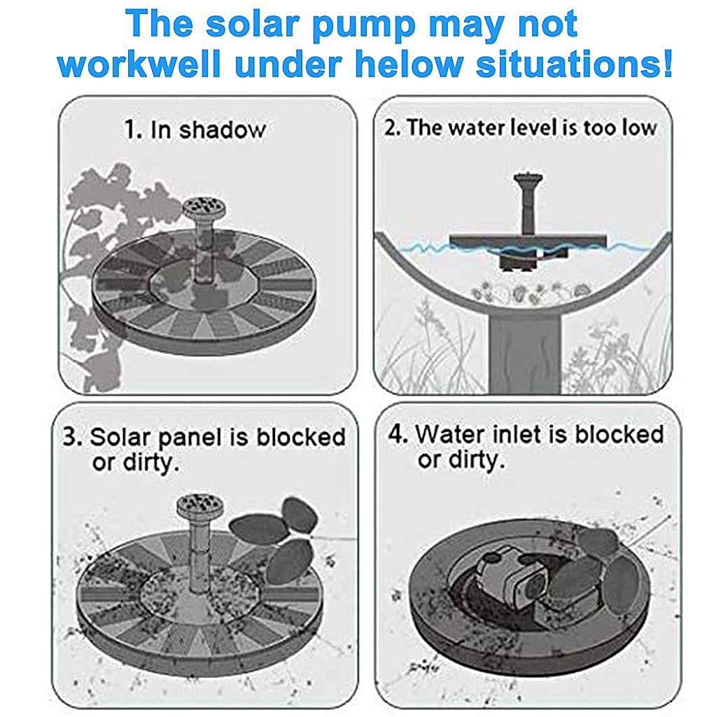 Verilux Lotus Fountain Solar Water Pump fountain pump for Pool Pond Garden and Patio Plants Round 7V 2.5W