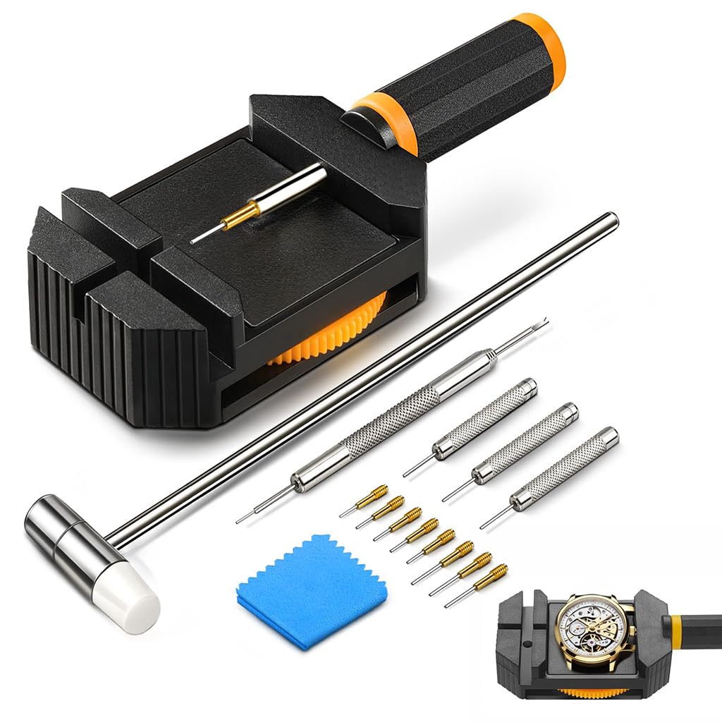 Serplex® Watch Link Repairing Removal Tool Set with Pin Remover, Spring Bar Tool, Hammer, Pin Punches & Replacement Pins, for Bracelet Adjustment & Replacement, Pin Remover for Sizing Strap