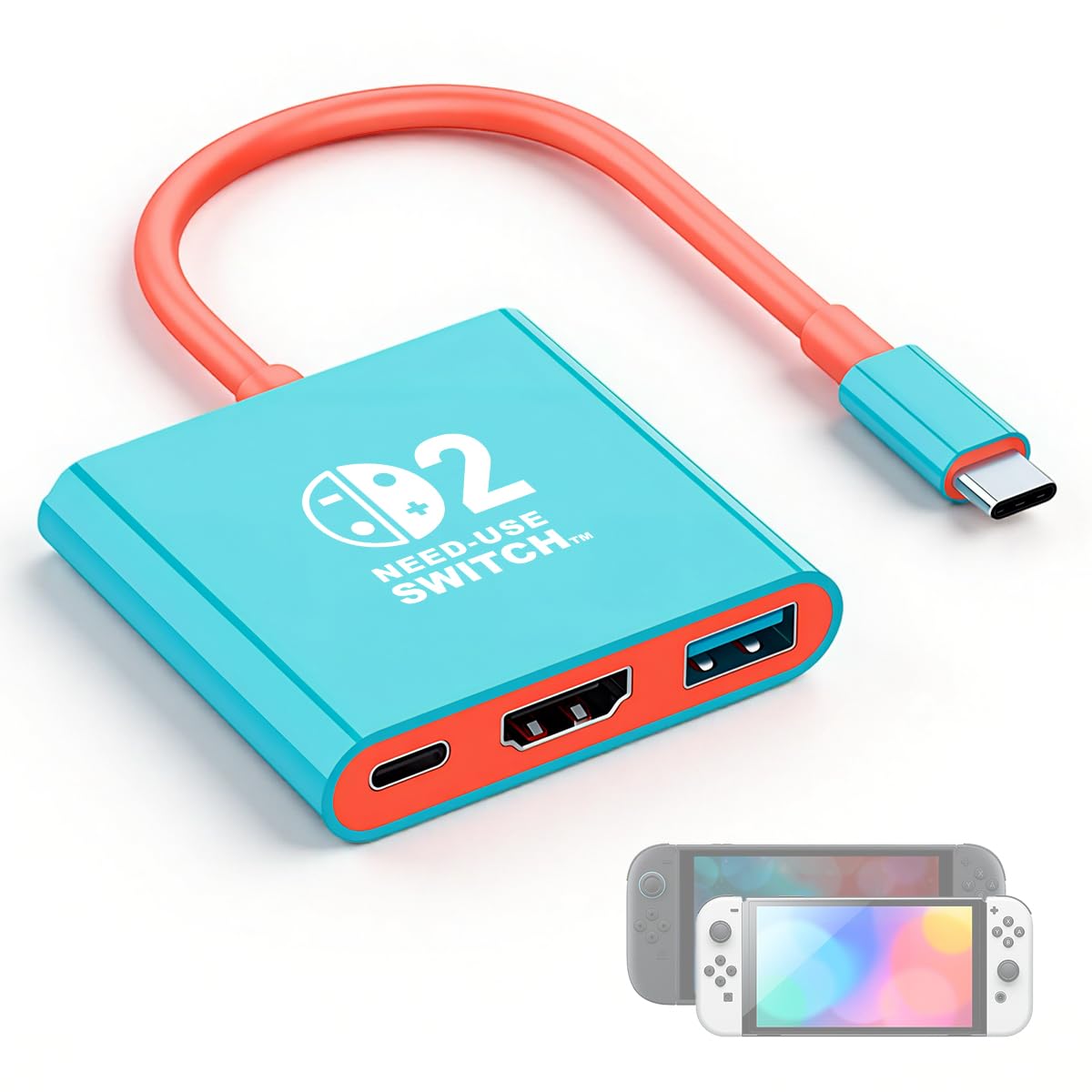 ZORBES® 3-in-1 USB-C Docking Hub for Switch, Portable HDMI 4k@60hz Output, USB-A 3.0 Data Transfer & PD 100W Pass-Through Charging, Compact Travel Dock for TV Mode Gaming, 6x5.4x17cm
