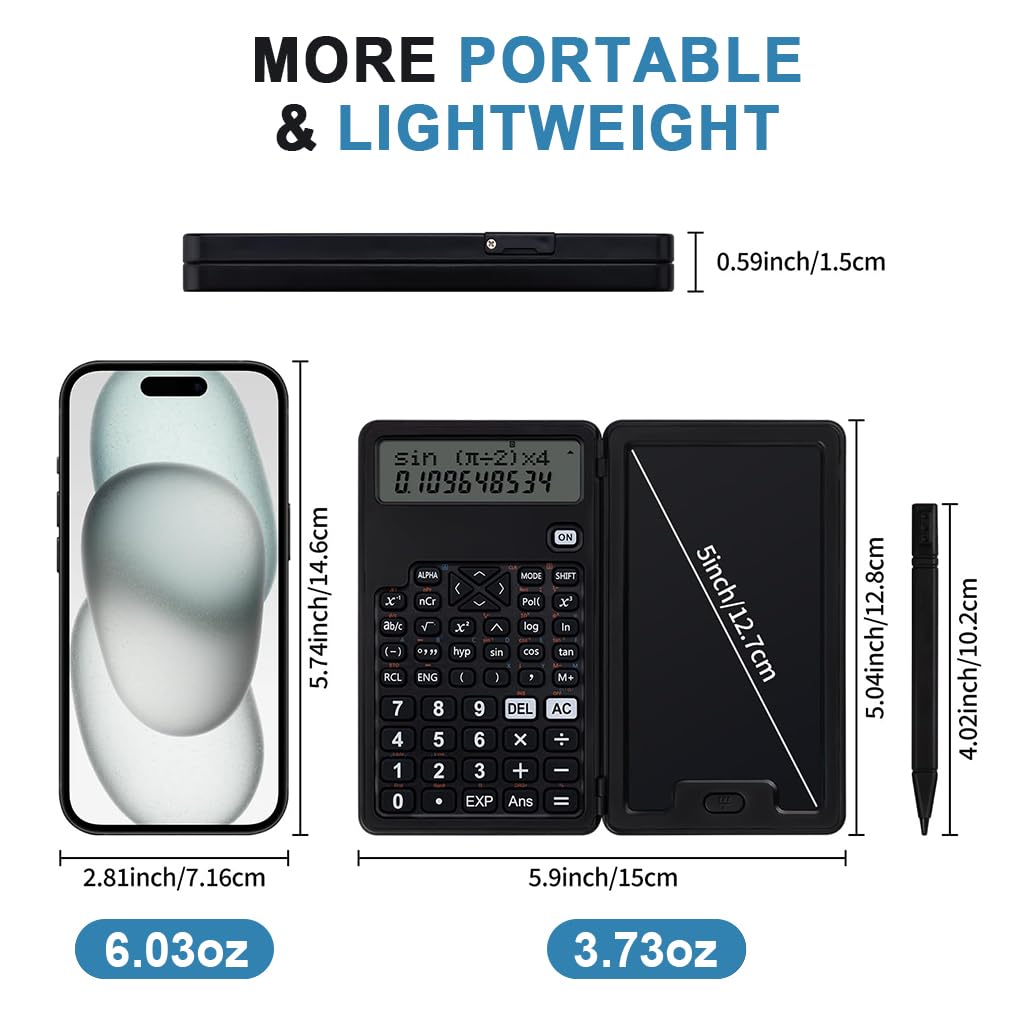ZORBES® 2-in-1 Scientific Calculator with Writing Tablet & Stylus