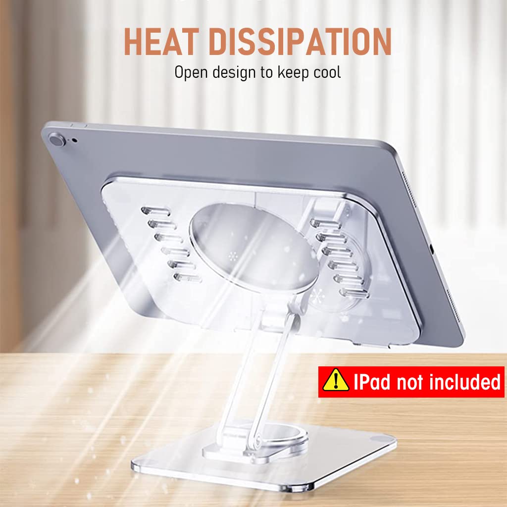 Verilux Desktop Tablet Stand Riser 360¡ã Rotatable Tablet Stand Acrylic Transparent Tablet Riser Rack, Foldable Tablet Stand Holder Universal Stand Rack for Tablet, iPad, Phone, Kindle