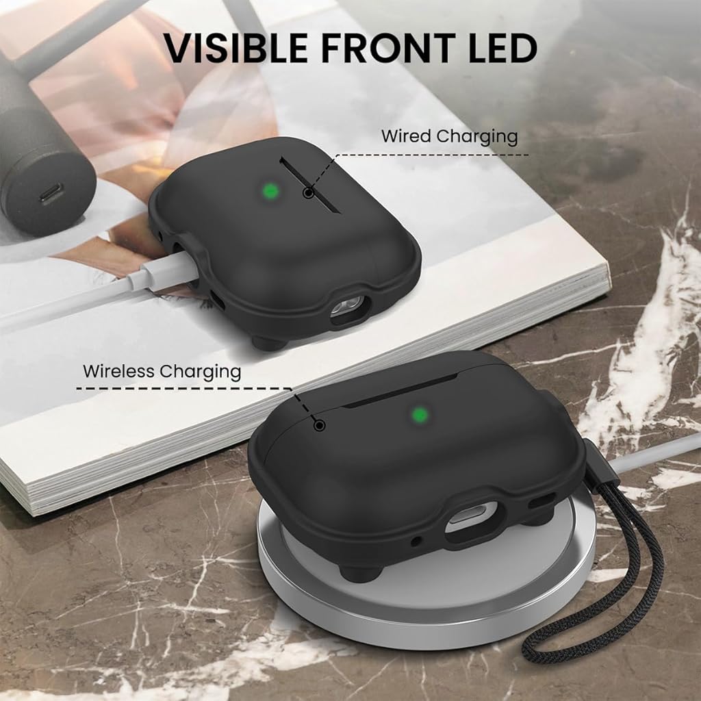 ZORBES® Silicone Charging Case Cover for AirPods Pro 2 Magnetic Silicone Charging Case Cover Supports MagSafe Wireless Charger Anti-scratch Protective Silicone Case Cover for AirPods Pro 2