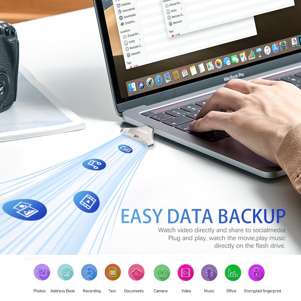 Verilux Pendrive 128GB for iPhone and Android featuring 4 in 1 USB Type C Design | Metal Body