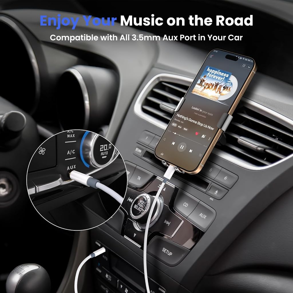 Verilux USB C to 3.5mm Audio Cable for Car and Home Use with 1.2m Length featuring 24Bit DAC Chip | Aluminum Alloy and Nylon Braided Design