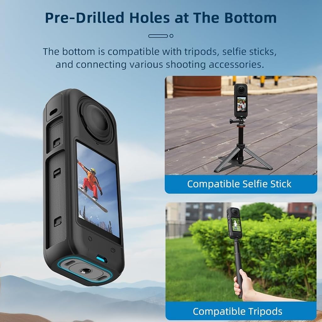 ZORBES® Silicone Protective Case and Lens Cover Combo for Insta 360 X4, Anti-Scratch, Anti-Slip Snug-Fit Skin and Removable Lens Cap for DIY, Journaling, Scrapbooking, Crafts, Planners