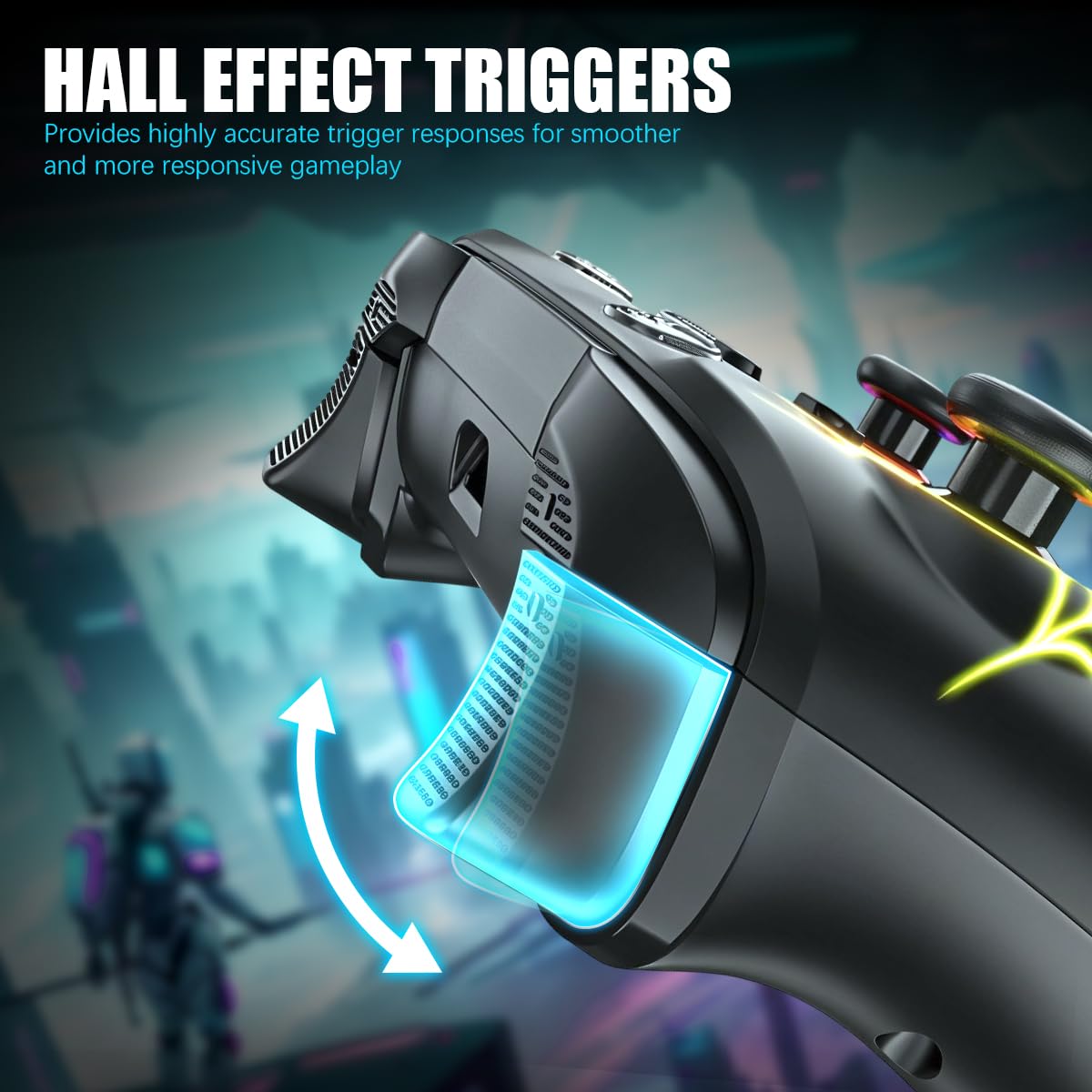 ZORBES® Gaming Controller Wireless with RGB, Controller for PC Wireless Support Android, iOS, Switch, Gamepad with 2 Programable Buttons, Dual motor force, Hall Effect Magnetic Trigger and Joystick
