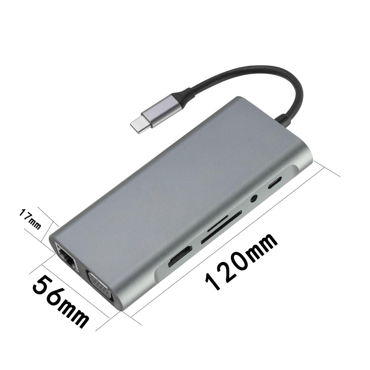 Verilux® USB C Hub Multiport Adapter- 11 in 1 Portable Aluminum Type C Hub