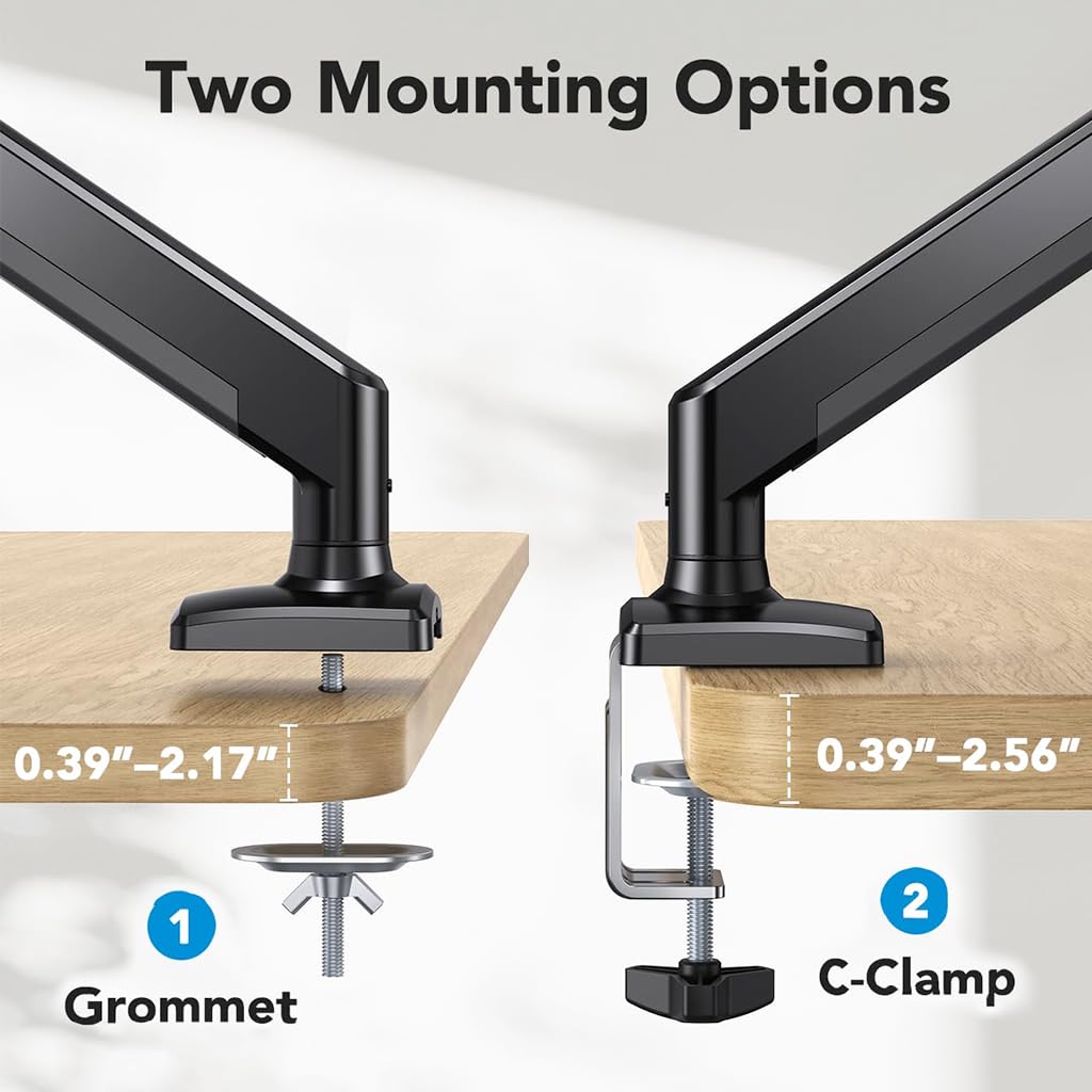 Verilux® Desk Monitor MountAluminum Alloy Monitor Arm Desk Mount with Flexible Arm 360° Rotatable Monitor Screen Mount Screw-Mount Single Monitor Mount for 1332 Screens up to 22 lbs