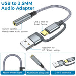 ZORBES® USB to 3.5mm Jack Audio Adapter, 2 in 1 Type C to Aux Audio Jack with PD Fast Charging, USB to Aux Game Sound Card Game Audio Adapter for Galaxy S22 S21 Ultra 5G S20 S20+ Plus Note 20