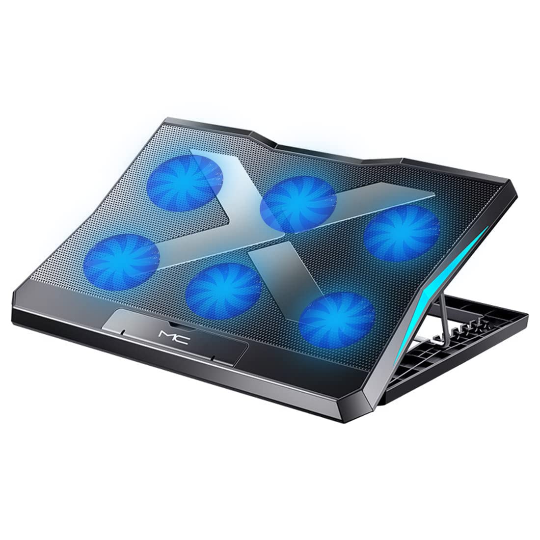 Verilux Laptop Cooling Pad for 11–17.3 Inch Notebooks with 6 Quiet Fans and Dual USB Ports | Adjustable RGB Stand