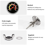 ZORBES® 430 Stainless Steel BBQ Charcoal Grill Pit Thermometer Smoker Temperature Gauge with Fahrenheit and Heat Indicator for Meat Cooking Lamb Beef