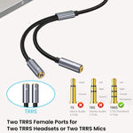 Verilux 3.5mm Audio Splitter Cable for PS5 and PC Headsets featuring Gold Plated Connector | 1.15ft