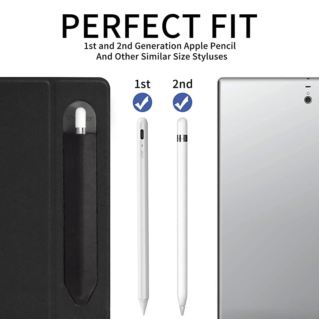 Verilux Pencil Holder Cover for Apple Pencil 1st and 2nd Generation with 2mm Thin Adhesive PU Leather and Lycra Sleeve | Secure Scratch Protection