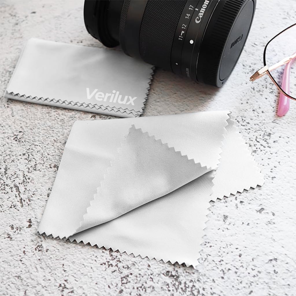 Verilux Microfiber Cleaning Cloth 4 Pack 18x15cm for Glasses and Screens | Machine Washable