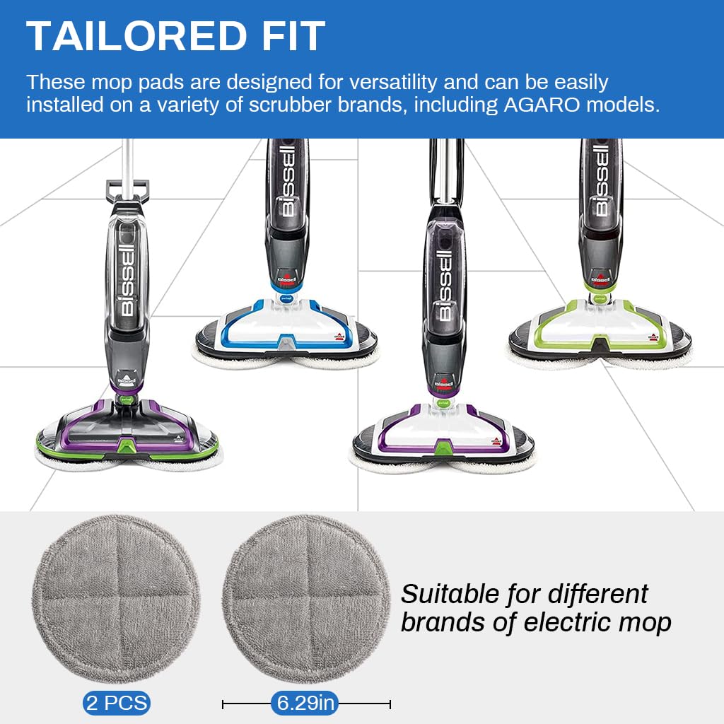 Verilux Replacement Mop Pads for AGARO Floor Scrubber 16cm with Textured Scrubbing Surface