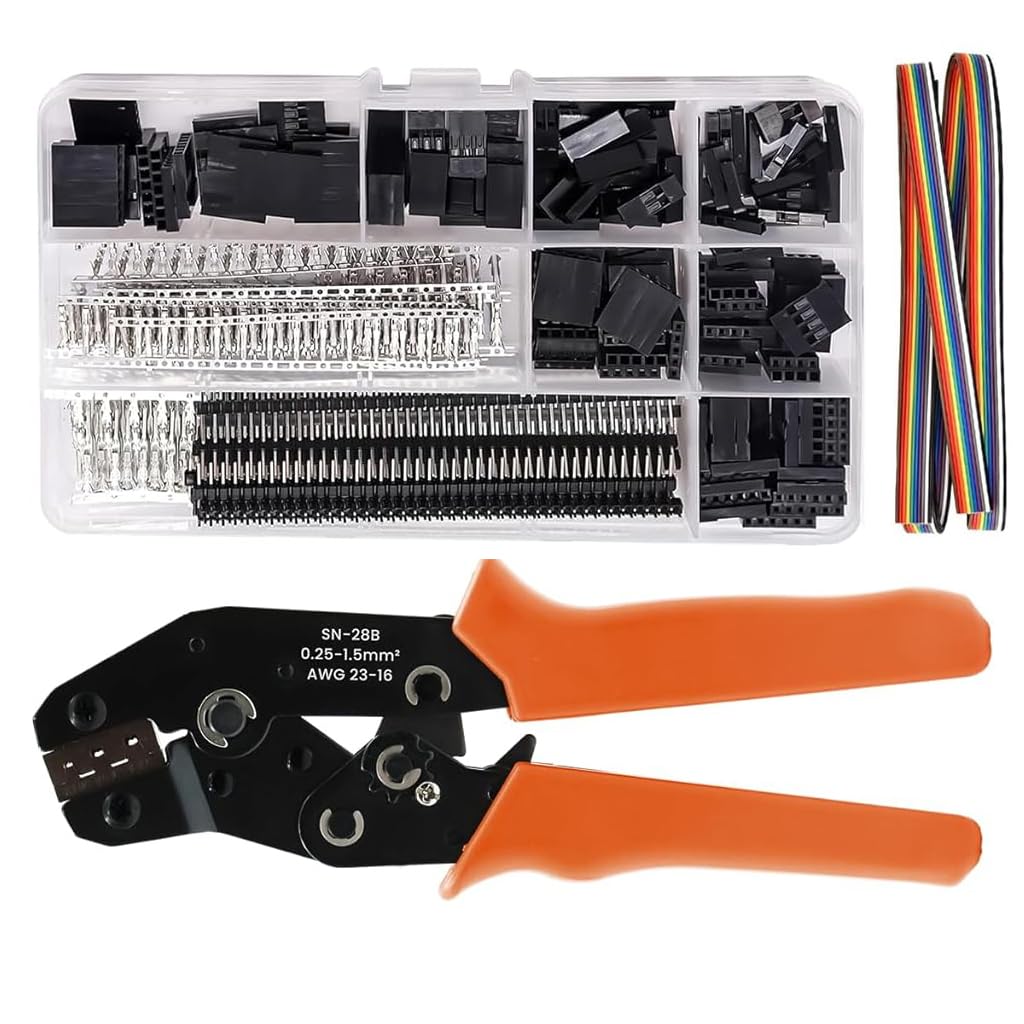 Serplex® Crimping Tool Kit Ratcheting Crimper Ratcheting Crimper Plier Set with 1550PCS Male/Female Connectors, Wire Crimping Tool Wire Terminal Crimper for AWG 23-16 (0.25-1.5mm²)