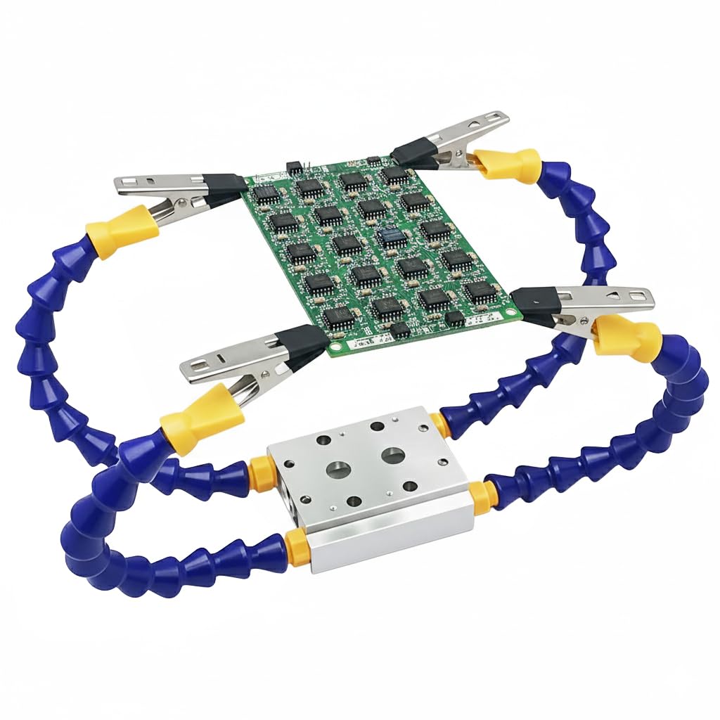 Serplex® 4-Claw Soldering Third Hand Tool, 4 Stainless Steel Clips with Flexible Arm, Aluminum Alloy Base, Circuit Board Holding Clip for Repair, Welding, PCB Fixing & Hands-Free Assembly Work