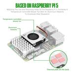 Verilux® Cooler for Raspberry Pi 5, Combines a Temperature-Controlled Blower Cooling Fan and an Alumium Heatsink and Thermal Pad to Accelerate Heat Dissipation for Raspberry Pi 5