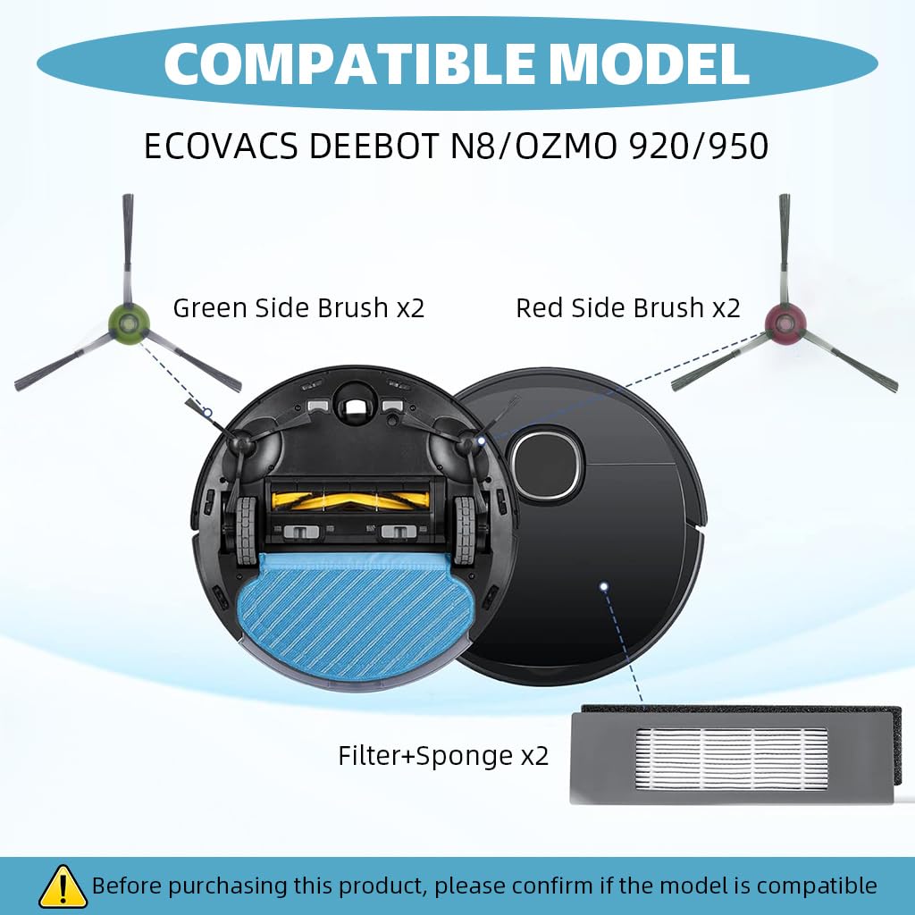 Verilux® Spare Accessories for Ecovacs Deebot N8/OZMO 920/950 Vacuum Cleaner