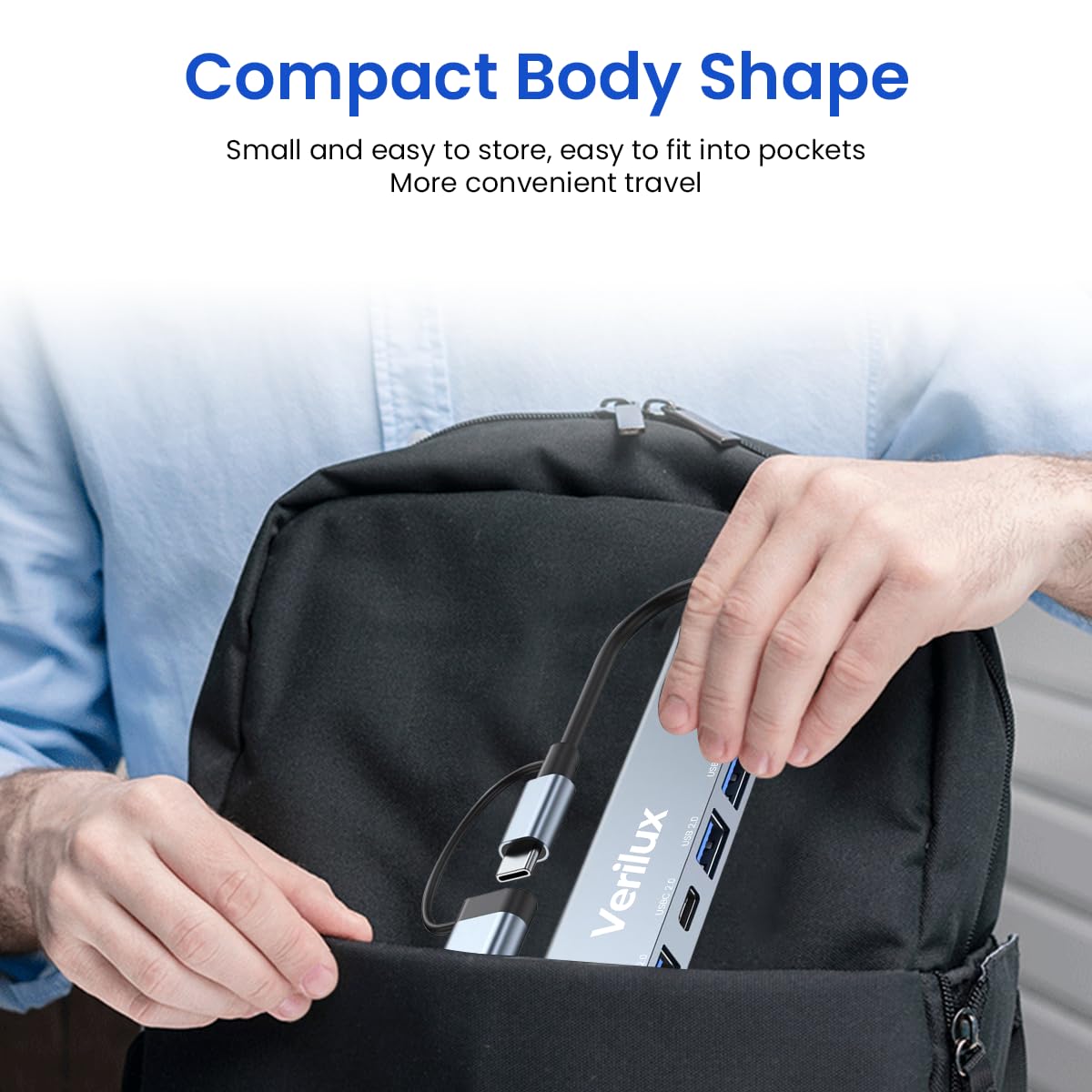 Verilux® USB Hub USB C Hub with USB Adapter 7 in 1 USB Hub for Data Transfer Universal USB C Hub with USB 3.0 Port & 3 USB 2.0 Ports, USB C Port Compatible with Laptop, MacBook Air, Mac Mini/Pro