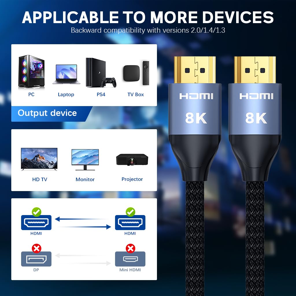 Verilux USB C to HDMI Cable 6ft for Laptops and Phones featuring Dual Connector Design | 1920x1080P@60Hz HD Output