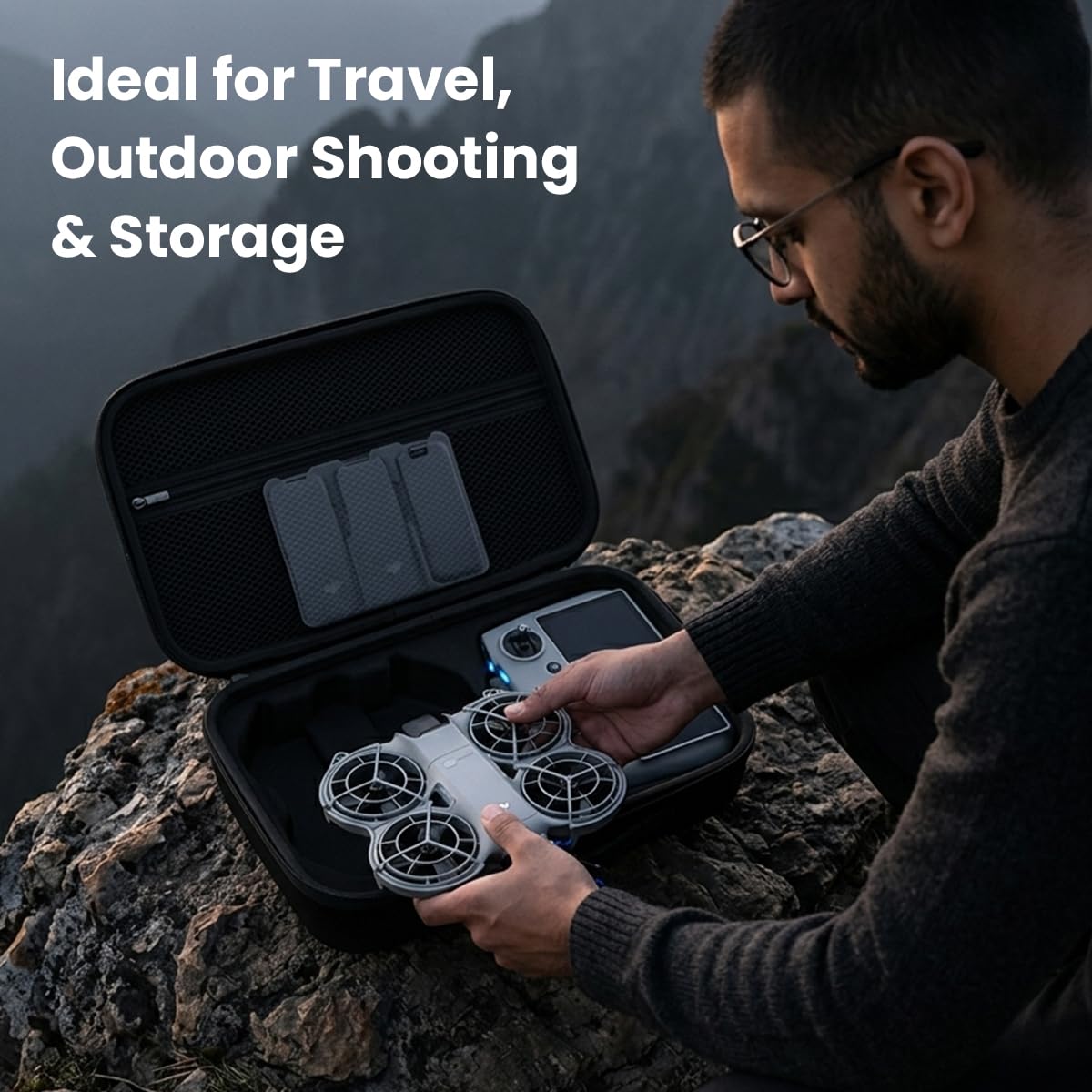 ZORBES DJI Neo 2 Drone Case PU Hard Shell
