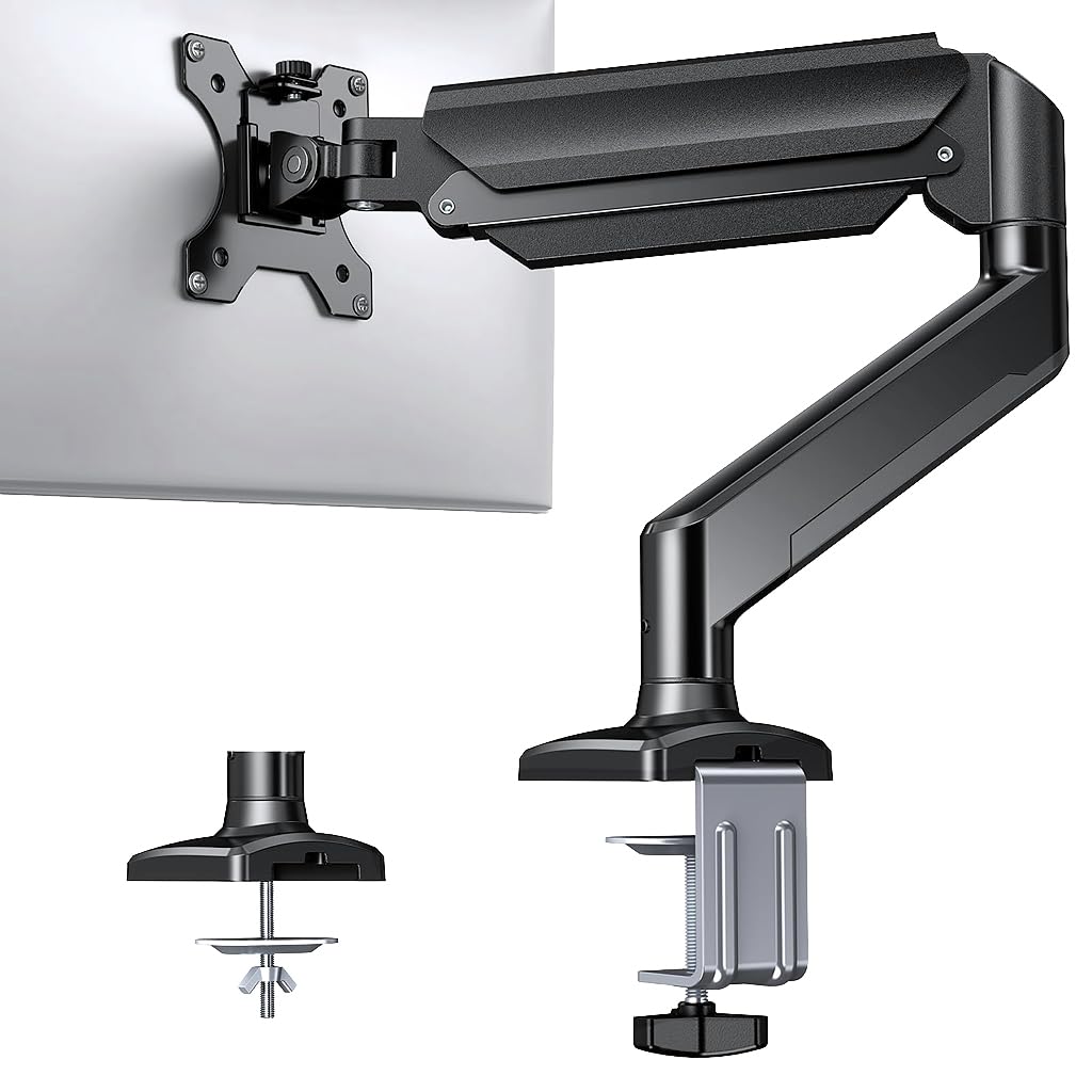 Verilux® Desk Monitor MountAluminum Alloy Monitor Arm Desk Mount with Flexible Arm 360° Rotatable Monitor Screen Mount Screw-Mount Single Monitor Mount for 1332 Screens up to 22 lbs