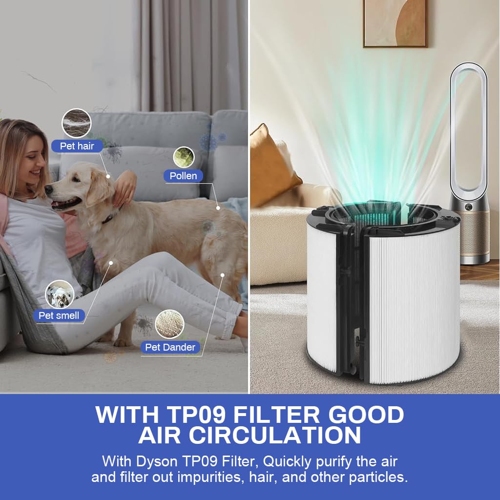 Verilux® 2 in 1 Filter for Dyson PH01, True HEPA Filter with Intergrated Activated Carbon Filter Universal Dual Functionality Replacement Filter Dyson PH, TP Series, for PH01 /07/10/, TP07/10 /09/06