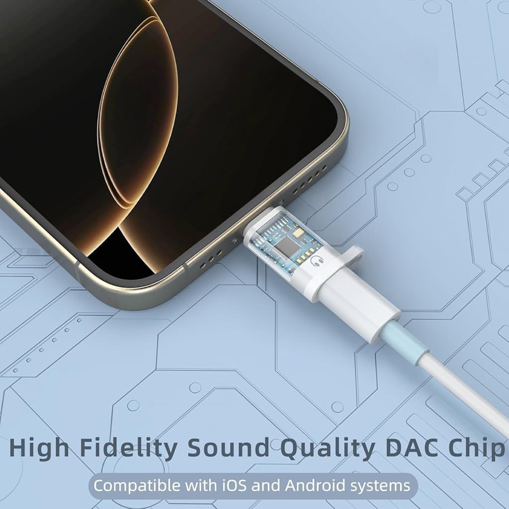 Verilux Light‑ning to USB C Earphone Converter with Lanyard Hole and Aluminum Alloy Build | Portable Audio Adapter for iPhone 16 and 15
