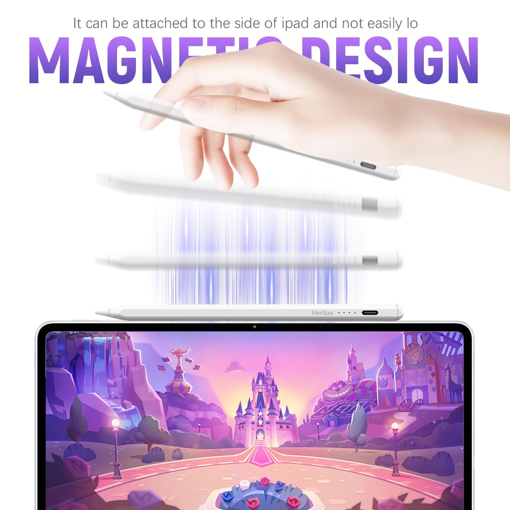 Verilux Universal Stylus Pen for iOS and Android Tablets with 4 Tips and Artist Glove | 8–10 Hour Use