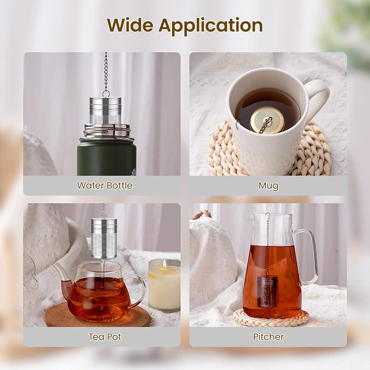 Zeitel® Large Tea Infuser 304 Stainless Steel Tea Strainer with Lid Tea Filter for Loose Tea Chamomile Green Tea Loose Leaves 2.75 inches Fine Mesh Strainer for Teapots, Cups, Mugs