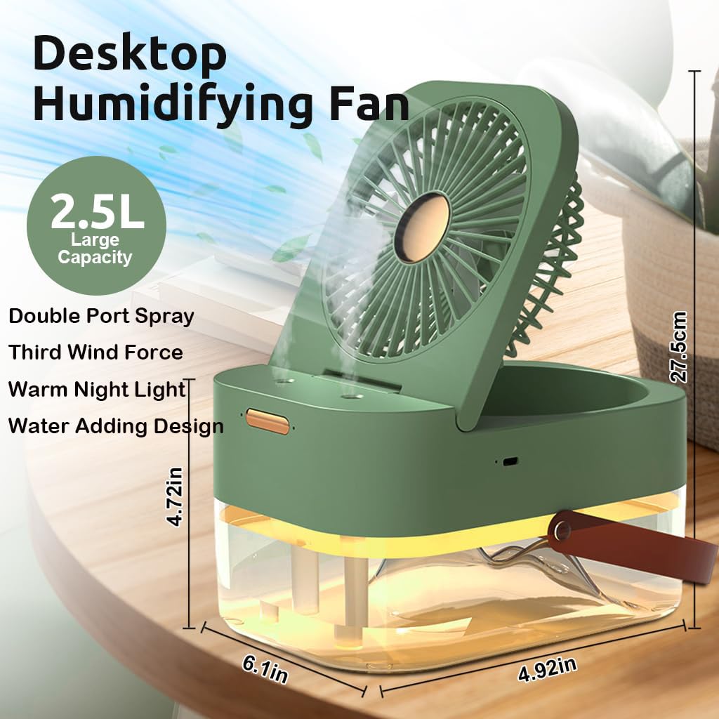 Verilux USB Plug Fan featuring 2.5L Dual Spray and Foldable Design for Office & Travel Use | Quiet Humidifying Air Cooler for Indian Climate