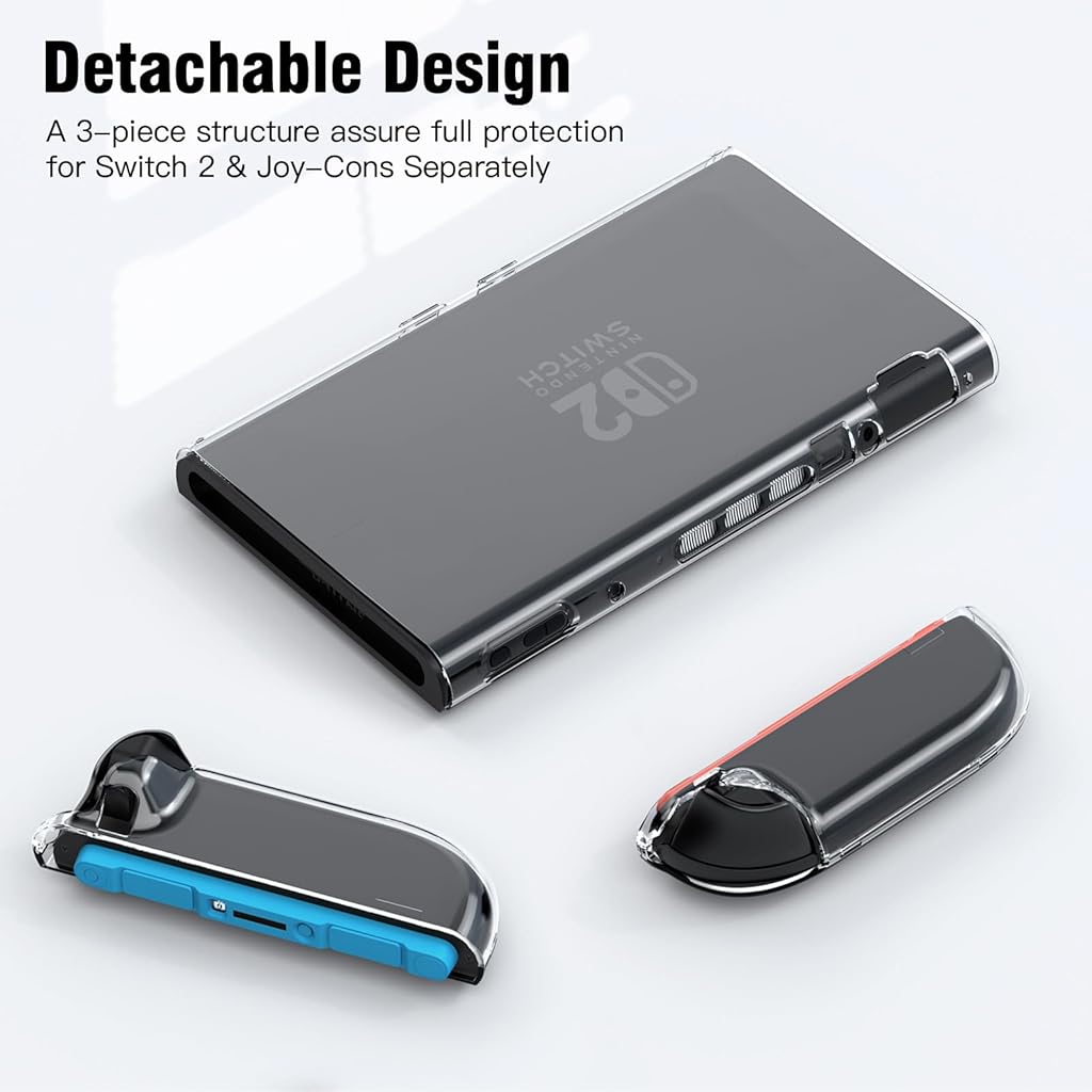 ZORBES® Transparent Protective Grip Case Compatible with 2025 Nintendo Switch 2, Anti-Scratch, Hard PC Cover for Nintendo Switch 2 Console & Joy-Cons, Clear