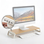 ZORBES Wooden Monitor Stand Riser with 4 USB Ports & Under-Desk Storage