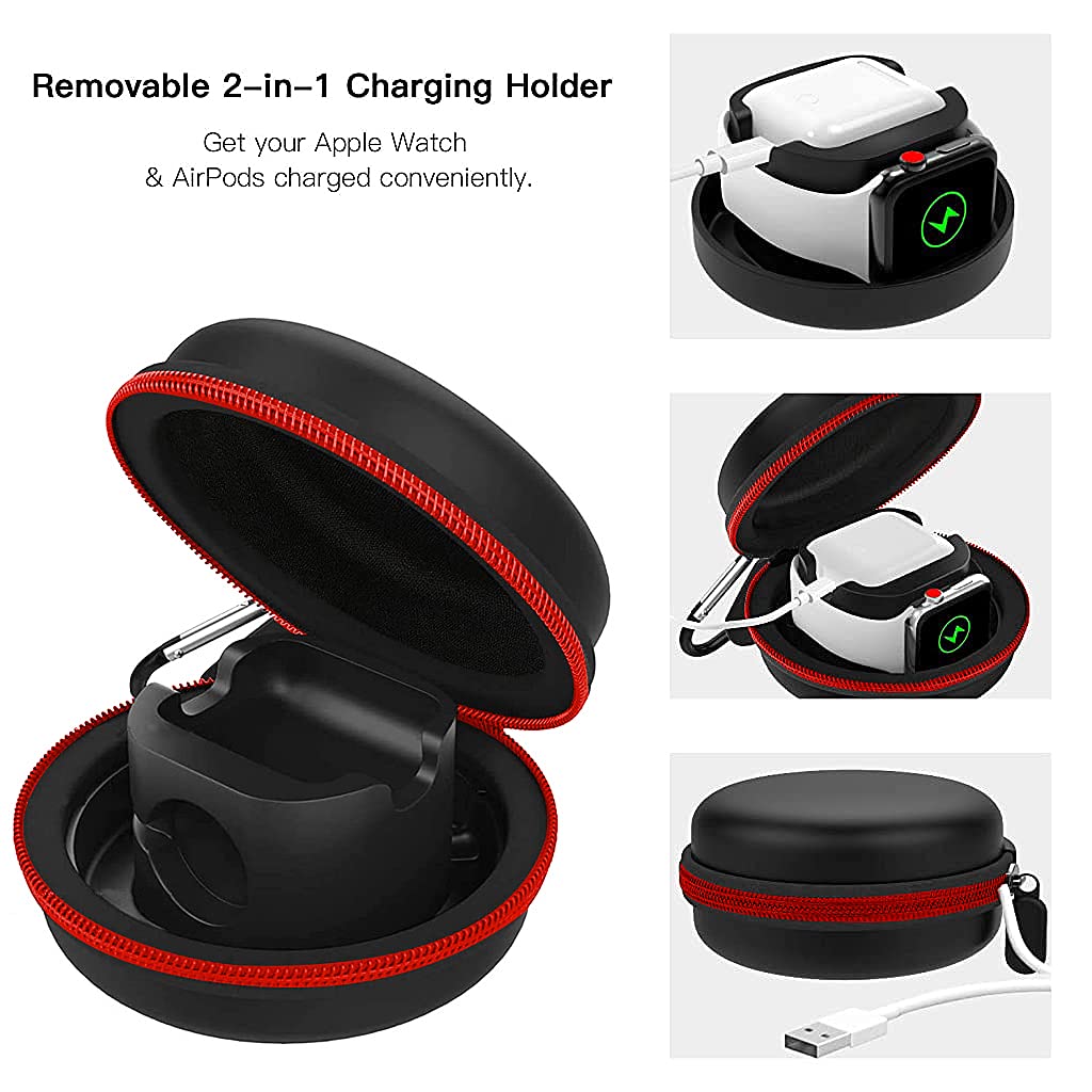 Verilux Storage Box Compatible with Apple Watch 44mm/42mm/40mm/38mm Series 6/5/4/3/2/1/SE, Portable Protective Travel Storage Bag,can Put Charger and Airpods 2 & 1 Charging Case Station Dock