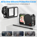 ZORBES® Compatible with D-JI Osmo Action 6, Action Camera Silicone Cover Protective Skin Cover with Detachable Lens Cover, Silicone Wrist Lanyard, Anti-Scratch Action Camera Accessories