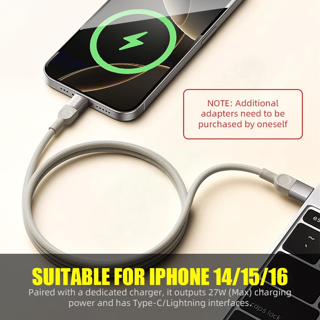 Verilux Type C Cable 4 in 1 240W Fast Charging with Magnetic Coiled Design | 480Mbps Data Transfer