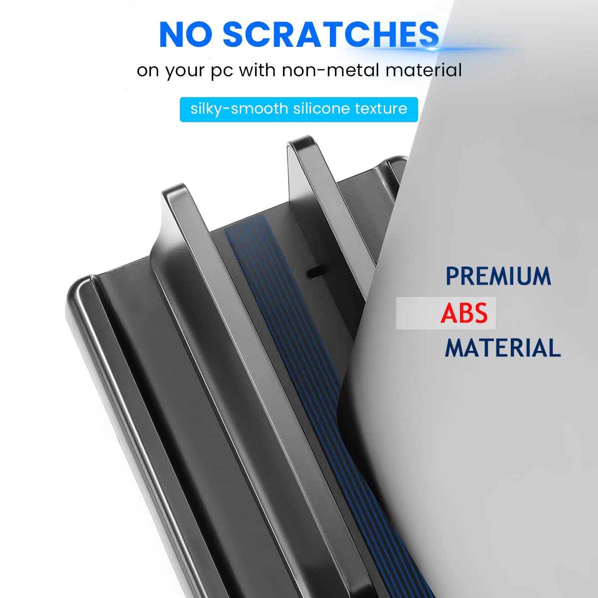 Verilux® Laptop Holder for Desk with Silicone to Protect Notebook Sizes Adjustable Vertical Laptop Stand Holder Slots Laptop Dock for iPad MacBook Stand 13 Inch Phone Stand Organizer