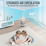 ZORBES® Bladeless Fan Tower 8 Speed modes Rechargeable Bladeless Fan with Remote, Stylish 23 Inch Floor Bladeless Cool Fan, Cool Fan with 8hs Timing for Home Office Bedroom, White