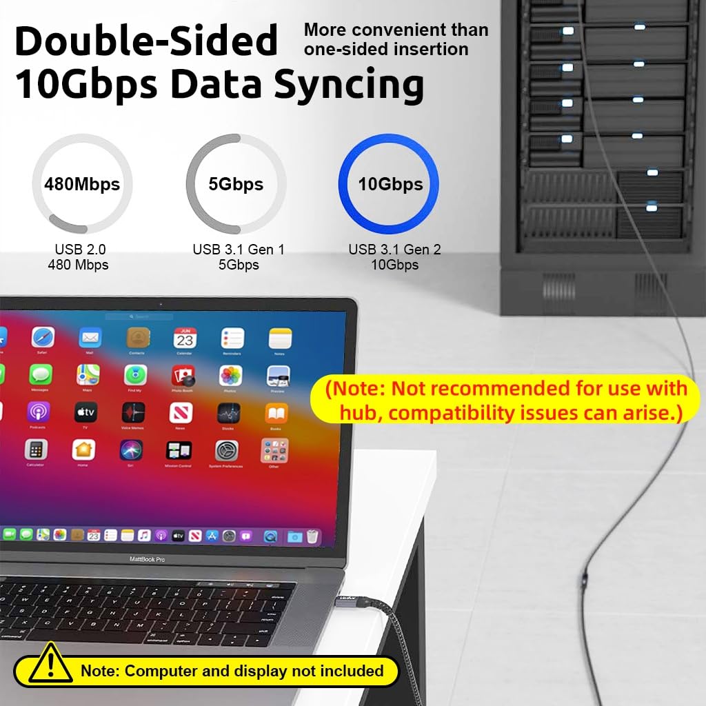 Verilux USB C Extension Cable 3.3ft with 100W PD 10Gbps & Smart Chip | 4K Video Output