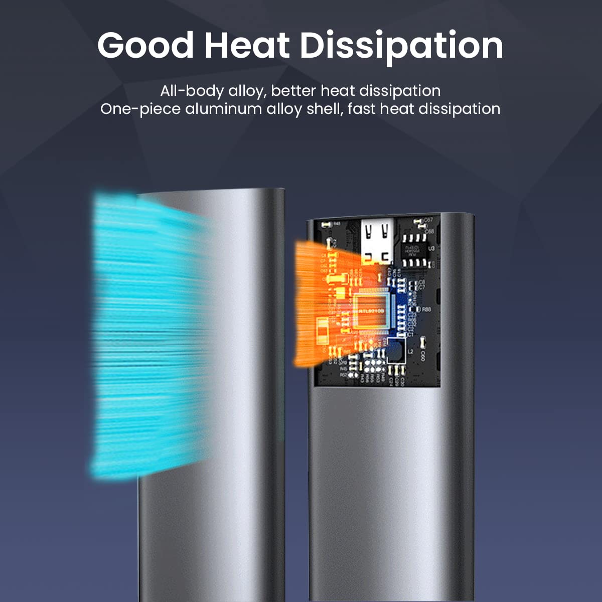 Verilux M.2 NVMe SATA SSD Enclosure SATA to USB HDD Enclosure with 2 in 1 USB Cable Tool-Free USB 3.2 Gen 2 10Gbps NVMe PCI M-Key/B+M Key, Aluminum External SSD Hard Drive Case Complies with UASP