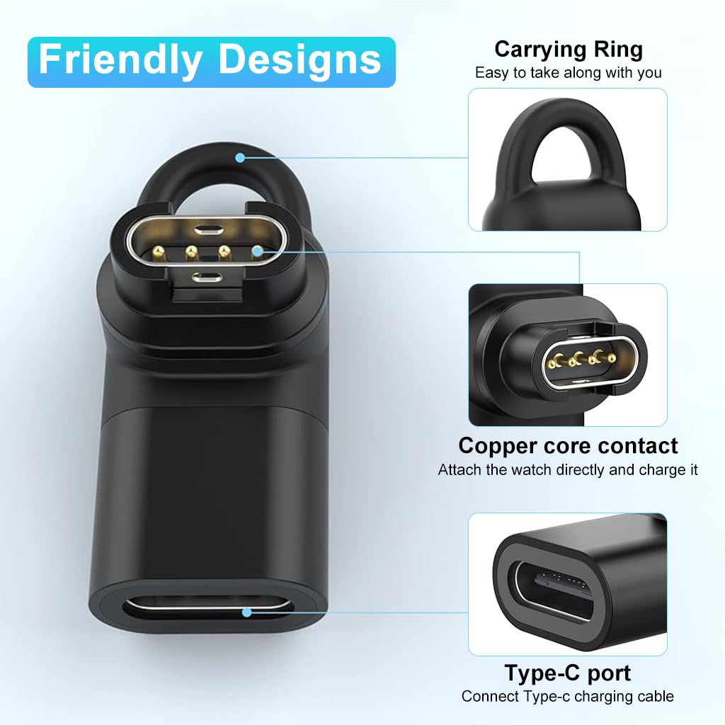 ZORBES® USB C to Garmin Adapter Garmin Charging Cable to Type C Adapter Universal Garmin Charging Cable Adapter Compatible with Garmin Fenix 7/7S/7X/6/6S/6X/5/5S/5X/Forerunner 245/255/Vivoactive 3/4