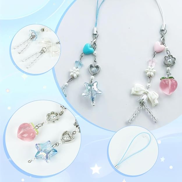 ZORBES Y2K Strawberry Beaded Keychain Charm