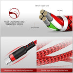 Verilux USB C Cable 10FT for Fast Charging and Data Sync with Nylon Braided Design | 3PCS