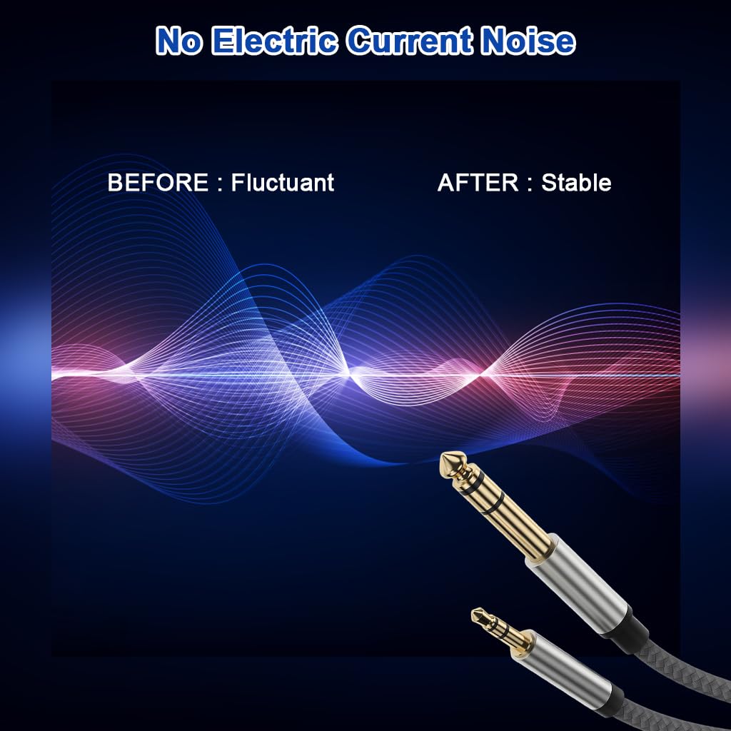 Verilux Aux Cable for Speakers featuring 24K Gold Plated Connectors and 9.8 ft Nylon Braid | TRS Stereo Audio Jack