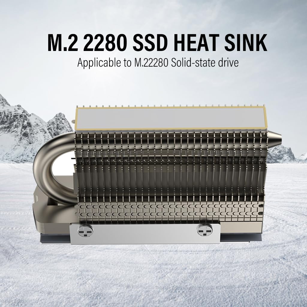 ZORBES® M.2 2280 SSD Heatsink for M.2 SSD Hard Disk Aluminum Heat Sink for PC M.2 SSD Thermal Silicone Pad Included, Contains a Heat Pipe, Double-Sided Heat Sink, Only for Single Sided 2280 Modules