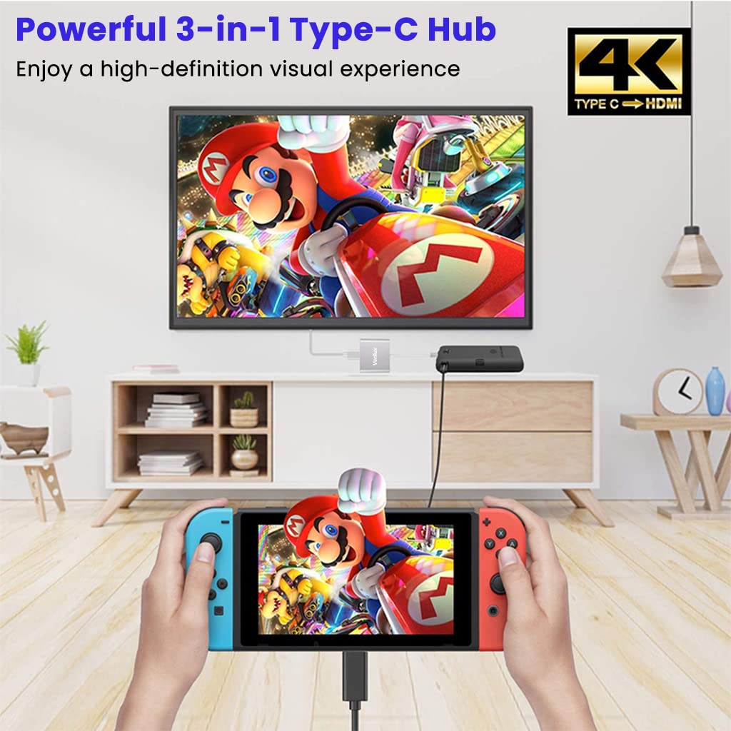 Verilux USB C Adapter with PD Port and 4k@30Hz HDMI for MacBook Air Pro and M1 MacBook